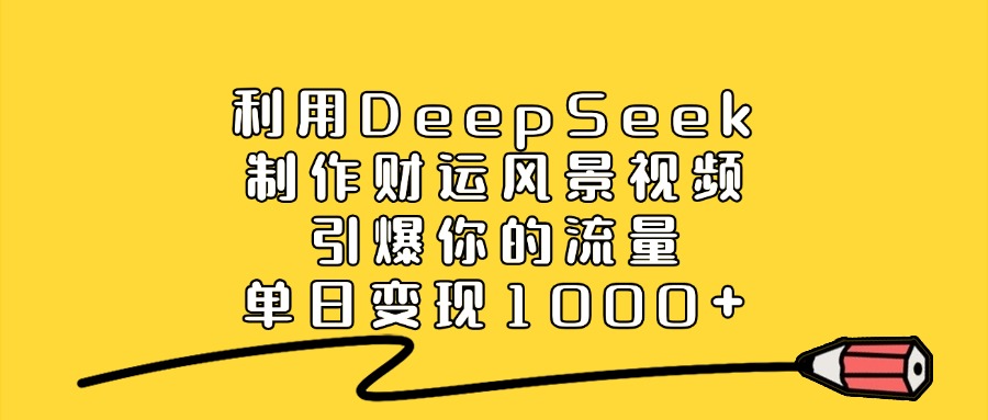 利用DeepSeek制作，财运风景视频，引爆你的流量，单日变现1000+
