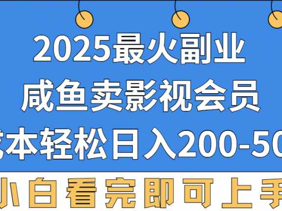 2025最火副业，闲鱼卖vip影视会员，零成本日入200-500