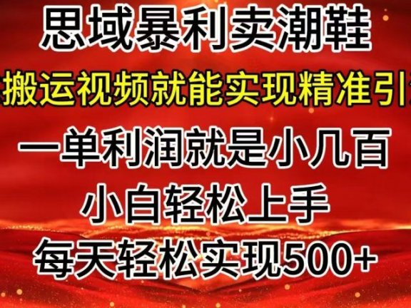 私域卖潮鞋暴利玩法,小白轻松上手,日赚500+轻轻松松,最新风口项目