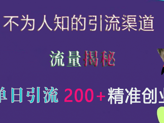 不为人知的引流渠道，流量揭秘，实测单日引流200+精准创业粉
