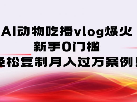AI动物吃播vlog爆火:新手0门槛,轻松复制月入过万案例!