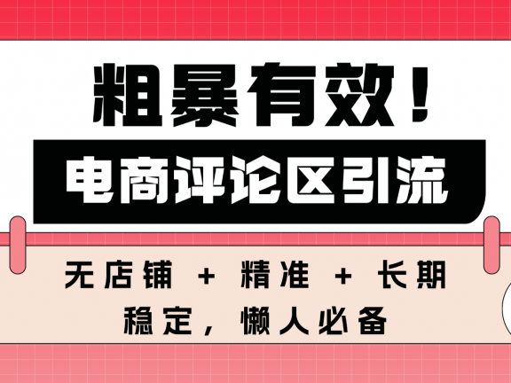 粗暴有效!电商评论区引流,无店铺 + 精准 + 长期,懒人必备