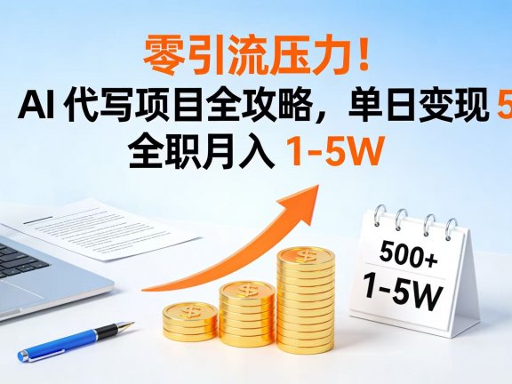 零引流压力!AI 代写项目全攻略,单日变现 500+,全职月入 1-5W